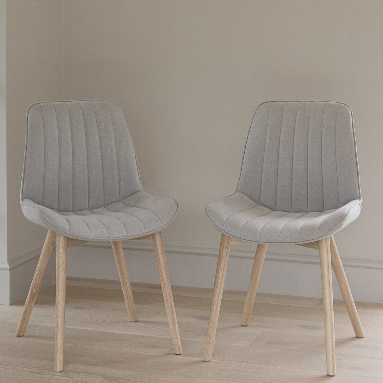 JL_131_7673f49a-da10-4192-babf-d6b1cdd7ed6f Outlet - Bella Cloud Grey Dining Chairs - Set of 2 - Whitewash Oak Legs - Image 1