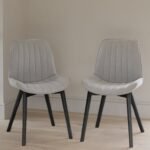 Bella Cloud Grey Dining Chairs - Set Of 2 - Black Oak Legs