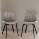 Bella Almond Brown Dining Chair - Set of 2 - Black Oak Legs