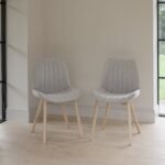 Amelia Whitewash Dining Table Set - 6 Seater - Bella Cloud Grey Dining Chairs - Whitewash Legs - Image 3