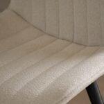 Amelia Whitewash Extendable Dining Table Set - 6 Seater - Bella Light Beige Boucle Dining Chairs - Black Legs - Image 6