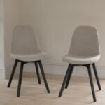 Atlas Chalked Mango Wood Dining Table Set -  6 Seater - Ellis Soft Beige Dining Chairs - Black Oak Legs - Image 2