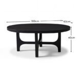 Jade 100cm Oval Coffee Table - Jet Black Mango Wood - Image 7