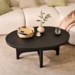 Jade 100cm Oval Coffee Table - Jet Black Mango Wood - Image 2