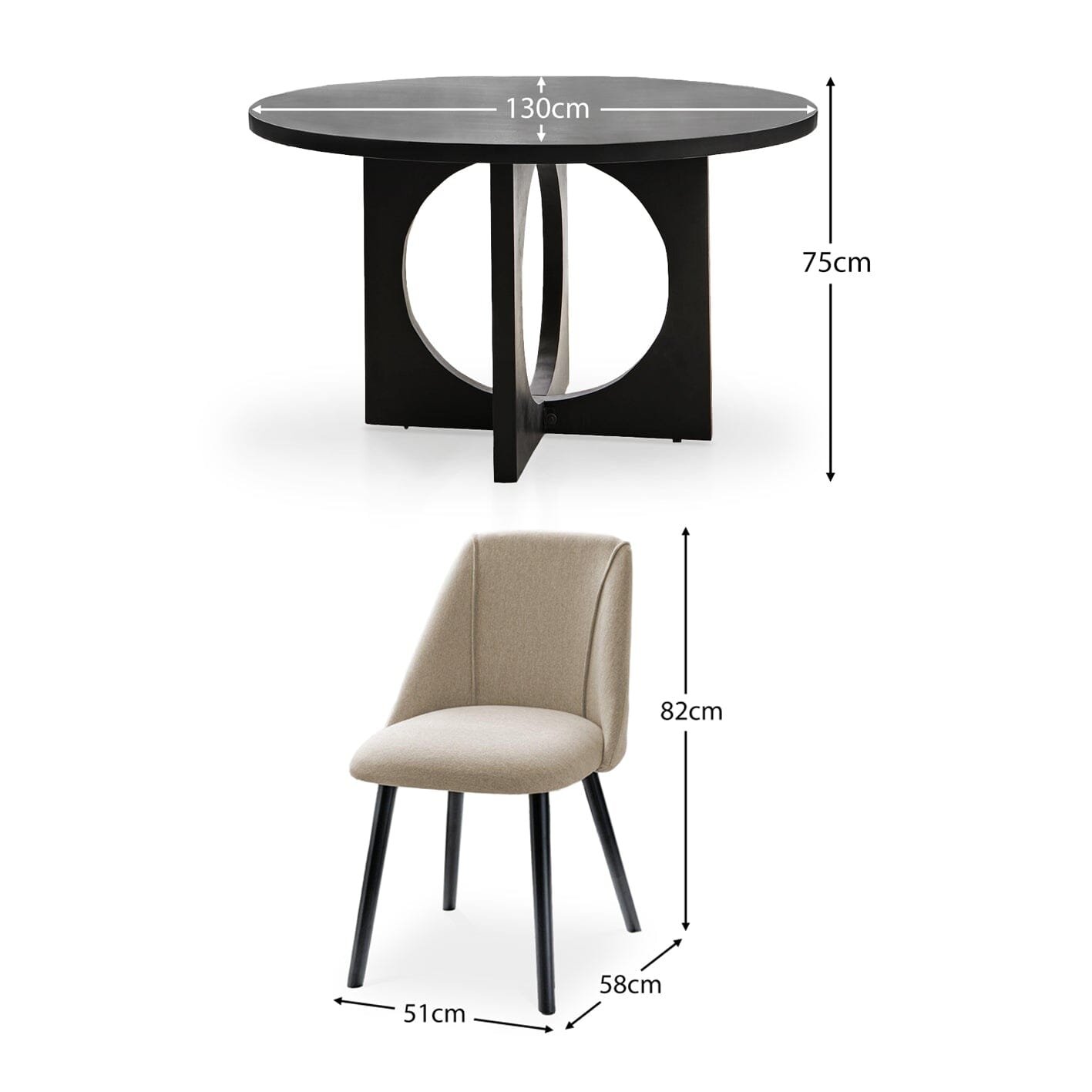 Jade 4 Seater Black Dining Table Set - Freya Sand Dining Chairs with Black Legs - Image 9