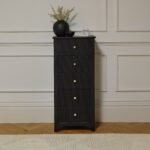 Jade 5 Drawer Tallboy - Jet Black
