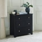 Jade 3 Drawer Chest of Drawers - Jet Black - Image 2
