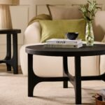 Jade Jet Black Mango Wood Round Coffee Table - Image 3
