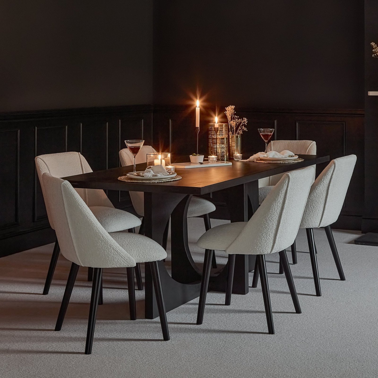Freya Boucle Armchairs - Set of 2 - Black Oak Legs - Image 2