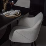 Jade Jet Black Rectangular Acacia Dining Table Set - 6 Seater - Freya Boucle Armchairs with Black Legs - Image 4