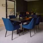Jade Jet Black Rectangular Acacia Dining Table Set - 6 Seater - Maeve Ink Dining Chairs with Black Legs