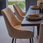 Jade Jet Black Rectangular Acacia Dining Table Set - 6 Seater - Maeve Soft Beige Dining Chairs with Black Legs - Image 4