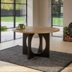 Outlet - Jade Mango Wood Round Dining Table - Black Legs