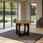 Jade Mango Wood Round Dining Table Set - 4 Seater - Freya Fern Green Dining Chairs with Black Legs - Image 3