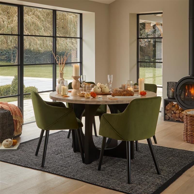 Outlet - Jade Mango Wood Round Dining Table - Black Legs - Image 2