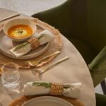 Jade Mango Wood Round Dining Table Set - 4 Seater - Freya Fern Green Armchairs with Black Legs - Image 6