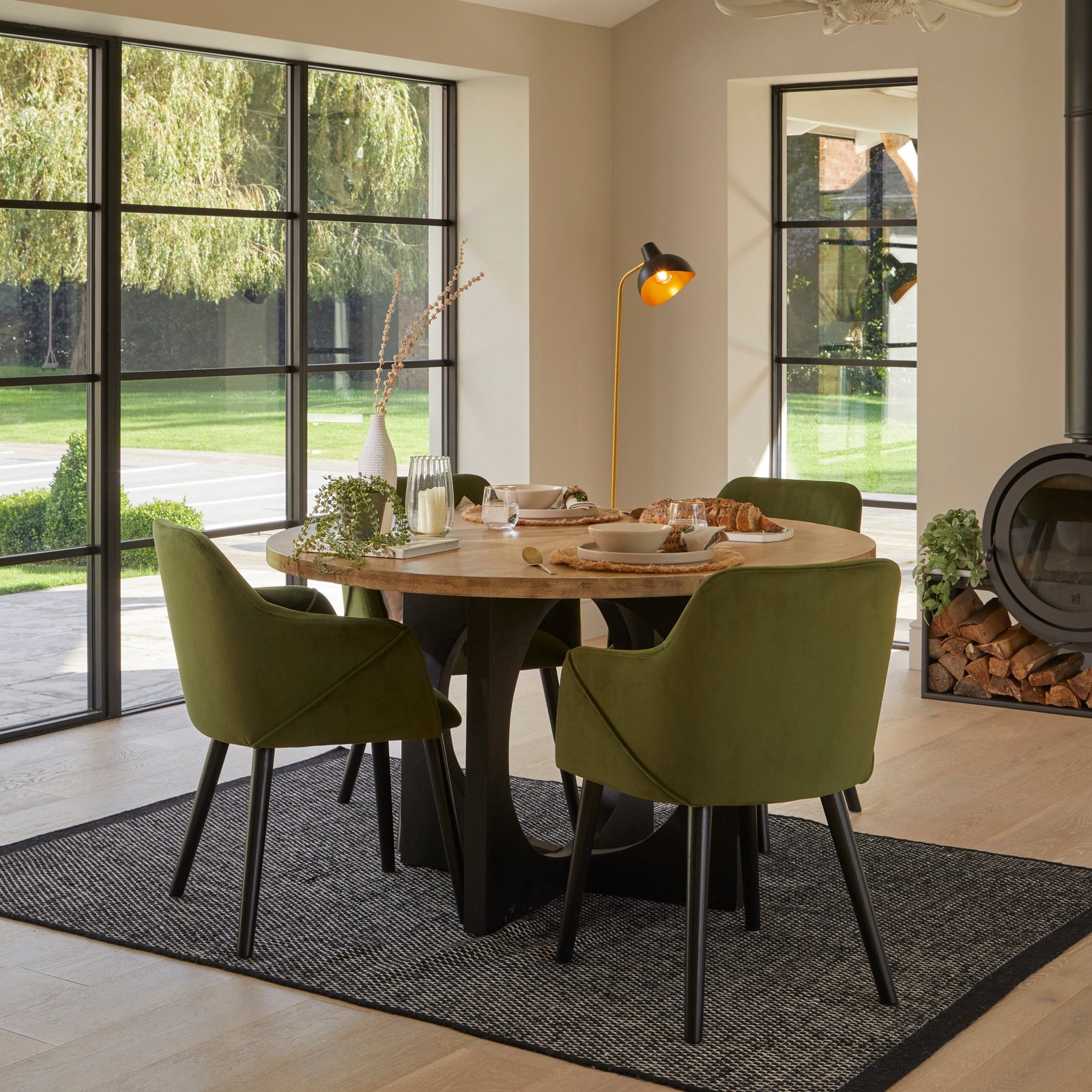 Outlet - Freya Armchair Set of 2, Fern Green with Black Oak Legs - Image 2