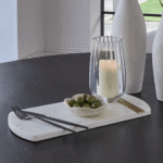 Grazeley 38x18cm  Marble Serving Board - White