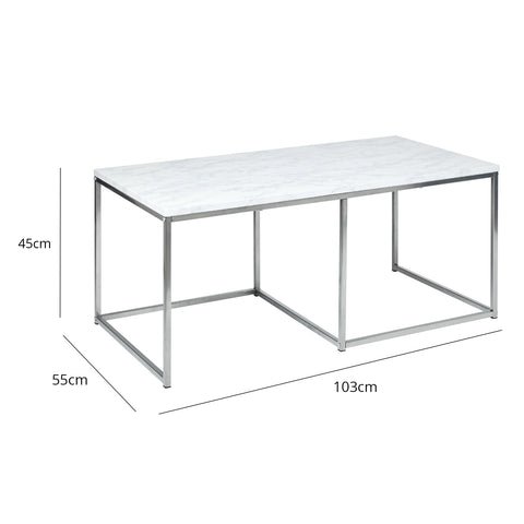 Jay Large Marble Effect Coffee Table - Chrome Frame 1 Jay marble large coffee table dimensions graphic