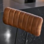 Outlet - Jayden Tan Leather Industrial Bar Stool - Set of 2 - Black Metal Legs - Image 5