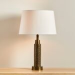 Kimmeridge Gold Lamp with Coningsby White Shade - 30cm - Image 3