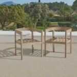 Shiro 6 Seater Wooden Garden Dining Set with 4 Imani Chairs & Charlotte Bench - Whitewash - Image 8