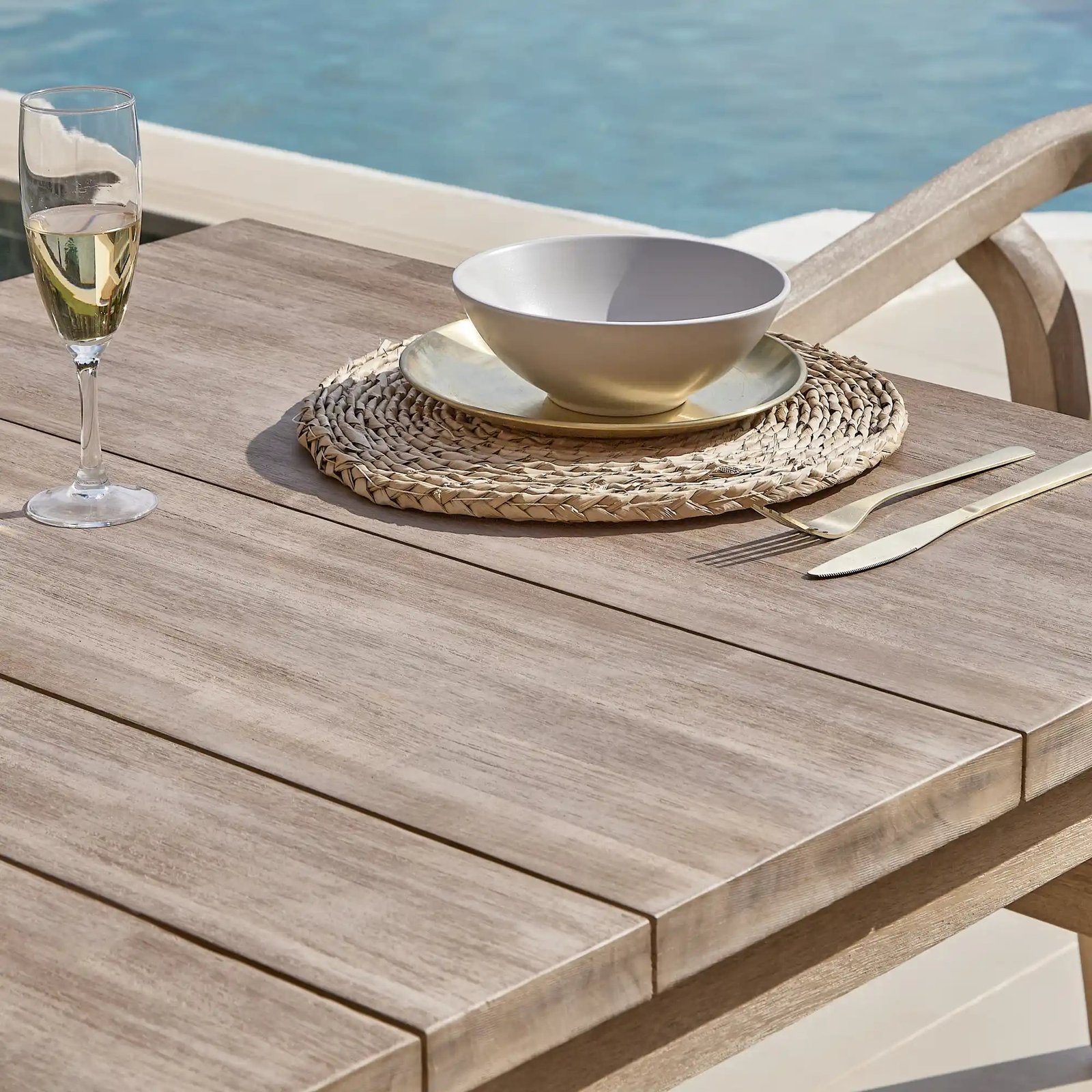 Kuro 6 Seater Wooden Garden Dining Set with 2 Shiro Chairs & 2 Benches - Image 8