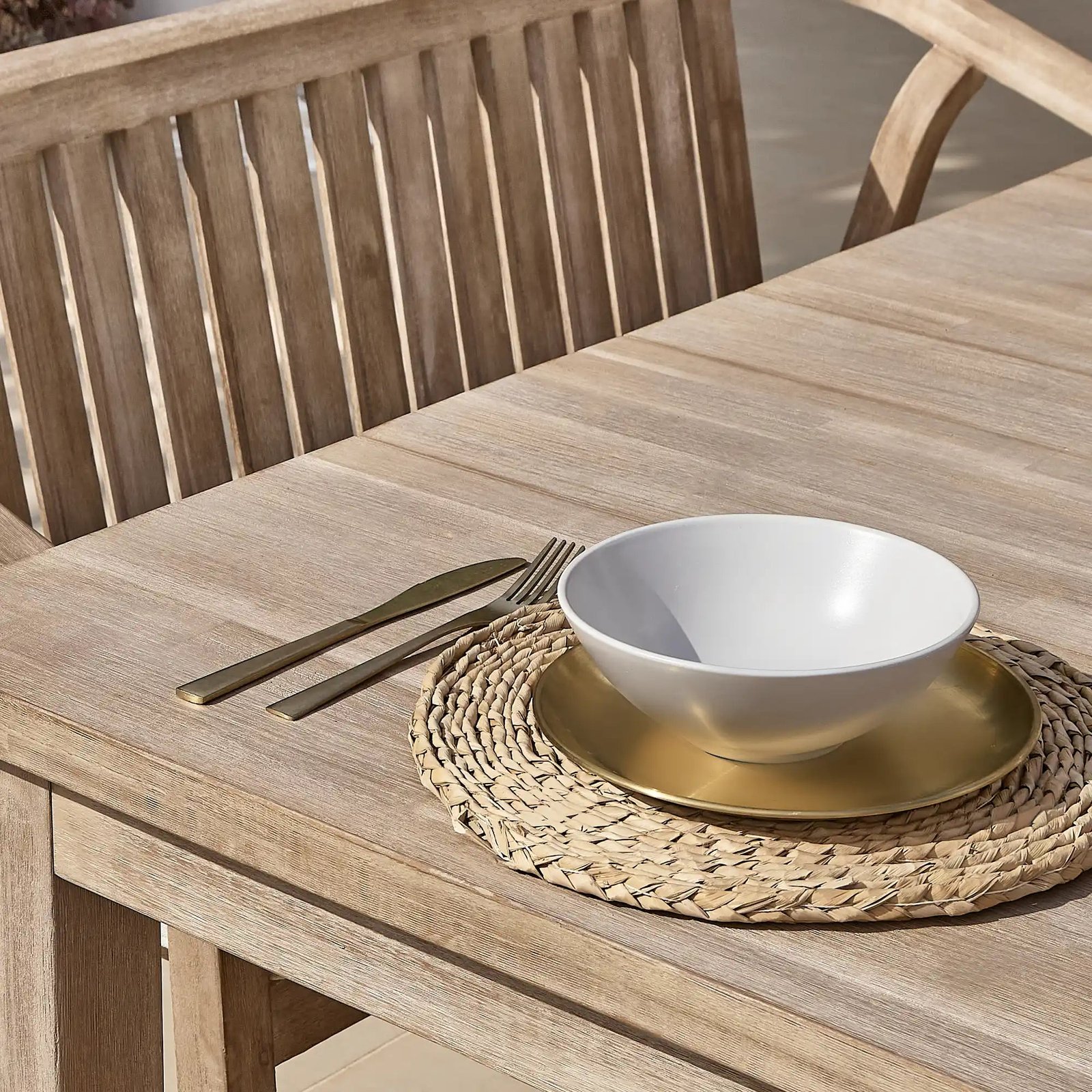 Kuro 6 Seater Wooden Garden Dining Set with 2 Shiro Chairs & 2 Benches - Image 9