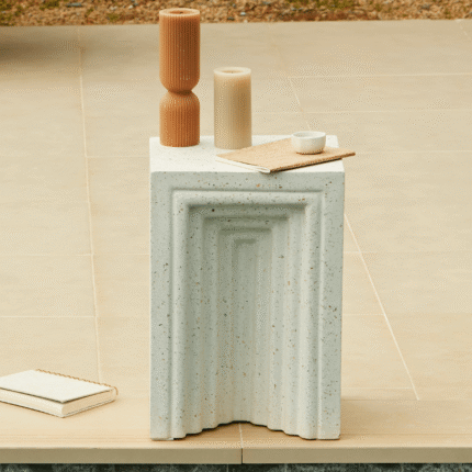 Karasi Concrete Rectangular Garden Side Table - Pearl Terrazzo