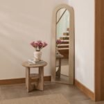 Kubu 170 x 50cm Wooden Arch Mirror - Taupe