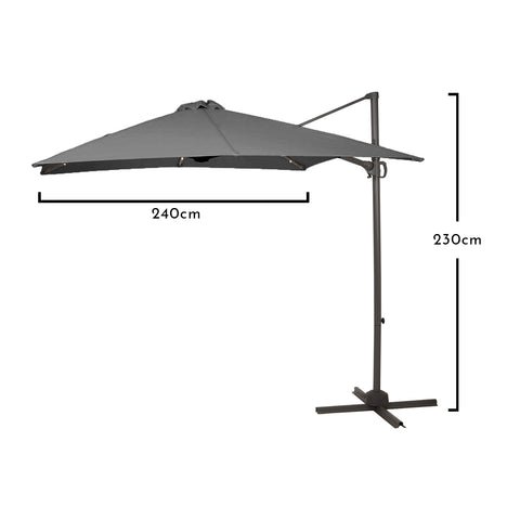 Lennox Table with 6 Oliver Dining Chairs with Grey LED Premium Parasol 3 LEDPremiumCantileverParasolDims Lennox Table with 6 Oliver Dining Chairs with Grey LED Premium Parasol