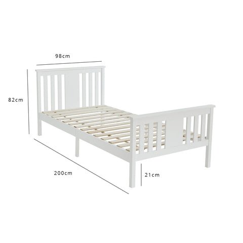 Outlet - Lisa Single Wooden Bed - White 1 Outlet - Lisa Single Wooden Bed - White