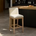 Nolan Boucle Bar Stool - Whitewash Oak Legs
