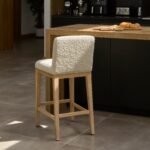 Outlet - Nolan Boucle Bar Stool - Whitewash Oak Legs - Image 4