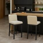 Nolan Boucle Bar Stool - Black Oak Legs - Image 3