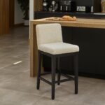 Outlet - Nolan Boucle Bar Stool - Black Oak Legs