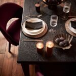 Raleigh Black Dining Table Set - 6 Seater - Marilyn  Burgundy Red Dining Chairs - Black Oak Legs - Image 4