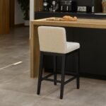 Outlet - Nolan Boucle Bar Stool - Black Oak Legs - Image 4
