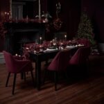 Freya Burgundy Red Armchair - Set of 2 - Black Oak Legs - Image 2