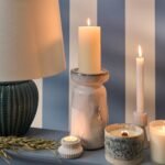 Sintra Ceramic 26.5cm Candle Holder - Cornflower Reactive Glaze - Image 3