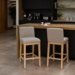 Nolan Fawn Linen Bar Stool - Whitewash Oak Legs - Image 3