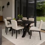 Nolan Boucle Dining Chairs -  Set of 2 - Black Oak Legs - Image 2