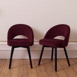 Marilyn Dining Chairs - Set of 2 - Burgundy Red - Black Oak Legs