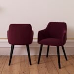 Freya Burgundy Red Armchair - Set of 2 - Black Oak Legs - Image 3
