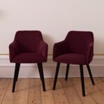 Freya Burgundy Red Armchair - Set of 2 - Black Oak Legs
