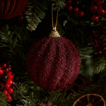Valen Shatterproof 8cm Bauble - Burgundy Red Glitter