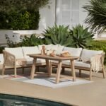 Shiro Wooden Garden Corner Dining Sofa Set with Grey LED Premium Parasol - Image 13