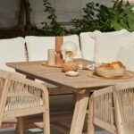 Shiro Wooden Garden Corner Dining Sofa Set with 2 Nala Sand Cushioned Chairs - Image 3