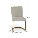 Lola Light Beige Boucle Dining Chairs - Set of 2 - Gold Legs - Image 6