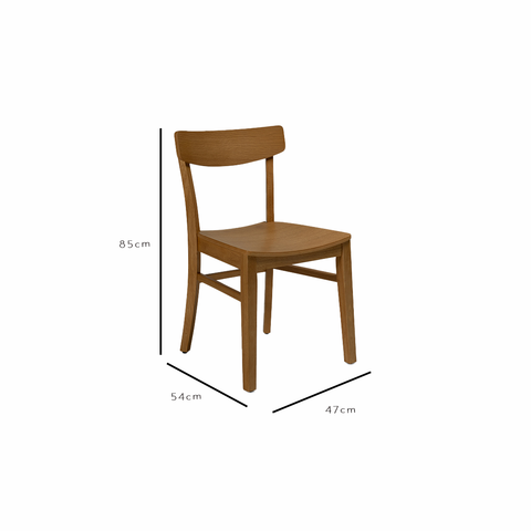Outlet - Wooden Dining Chair Oak Colour 1 Willow Wooden Dining Chairs Set 2 - Oak